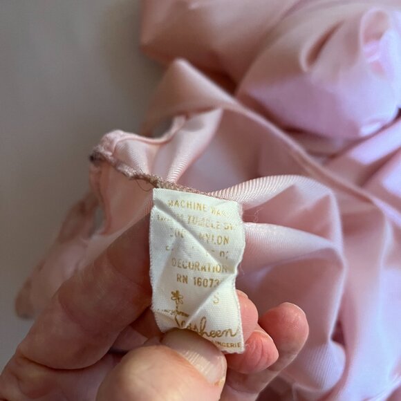 Vintage Texsheen Size S Pink Nightgown Lace Trim Nylon - Picture 4 of 12